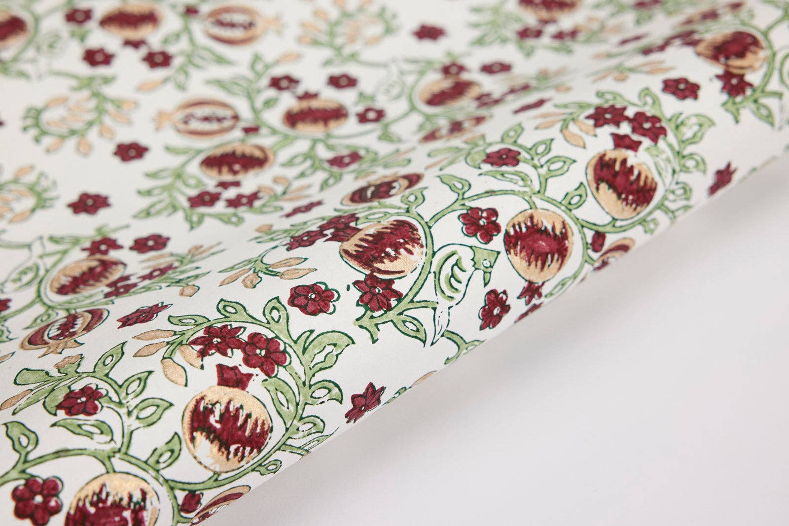 Block Printed Wrapping Paper Sheets - BP Pomegranate Cherry