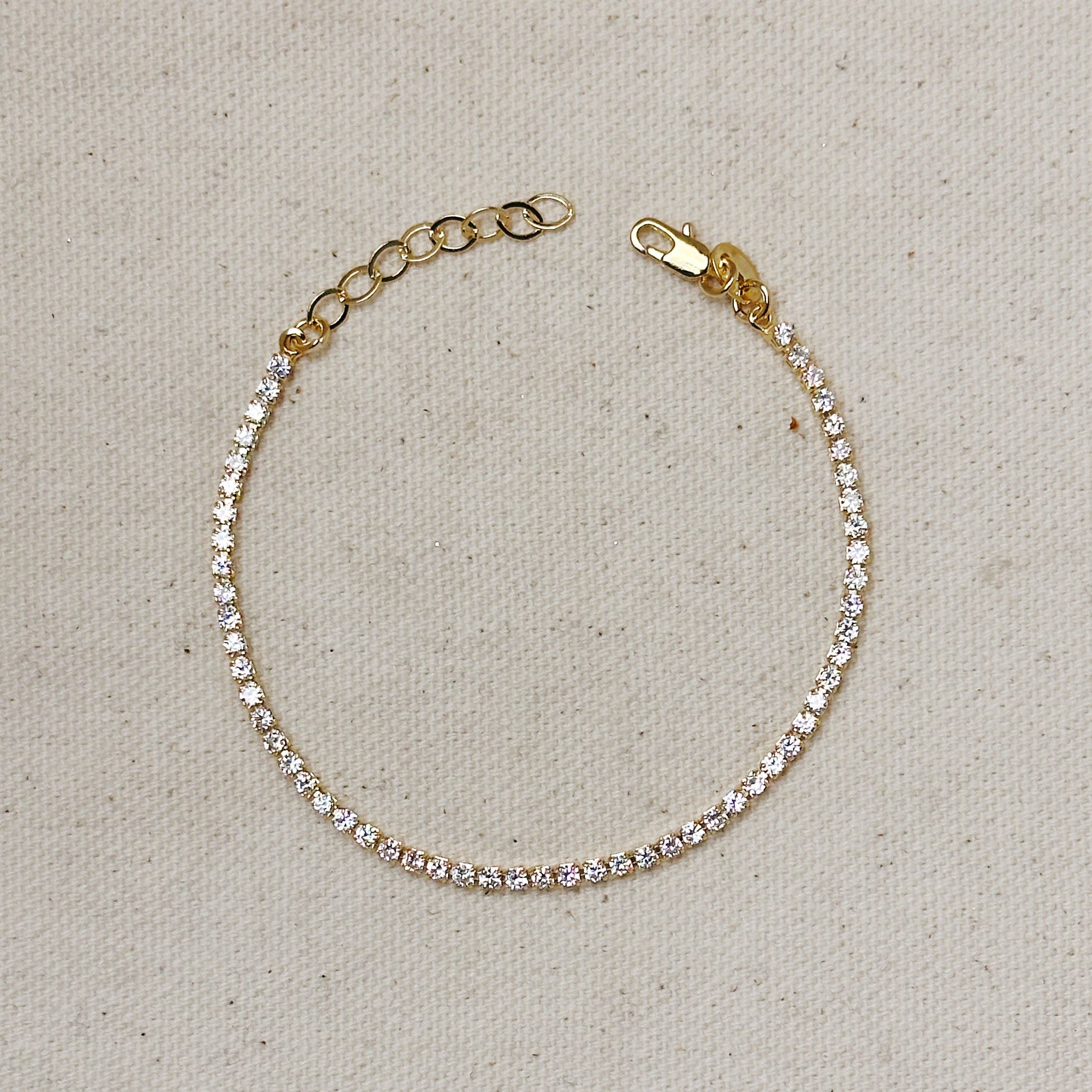 Cubic Zirconia Tennis Bracelet | 18k Gold Filled 2mm