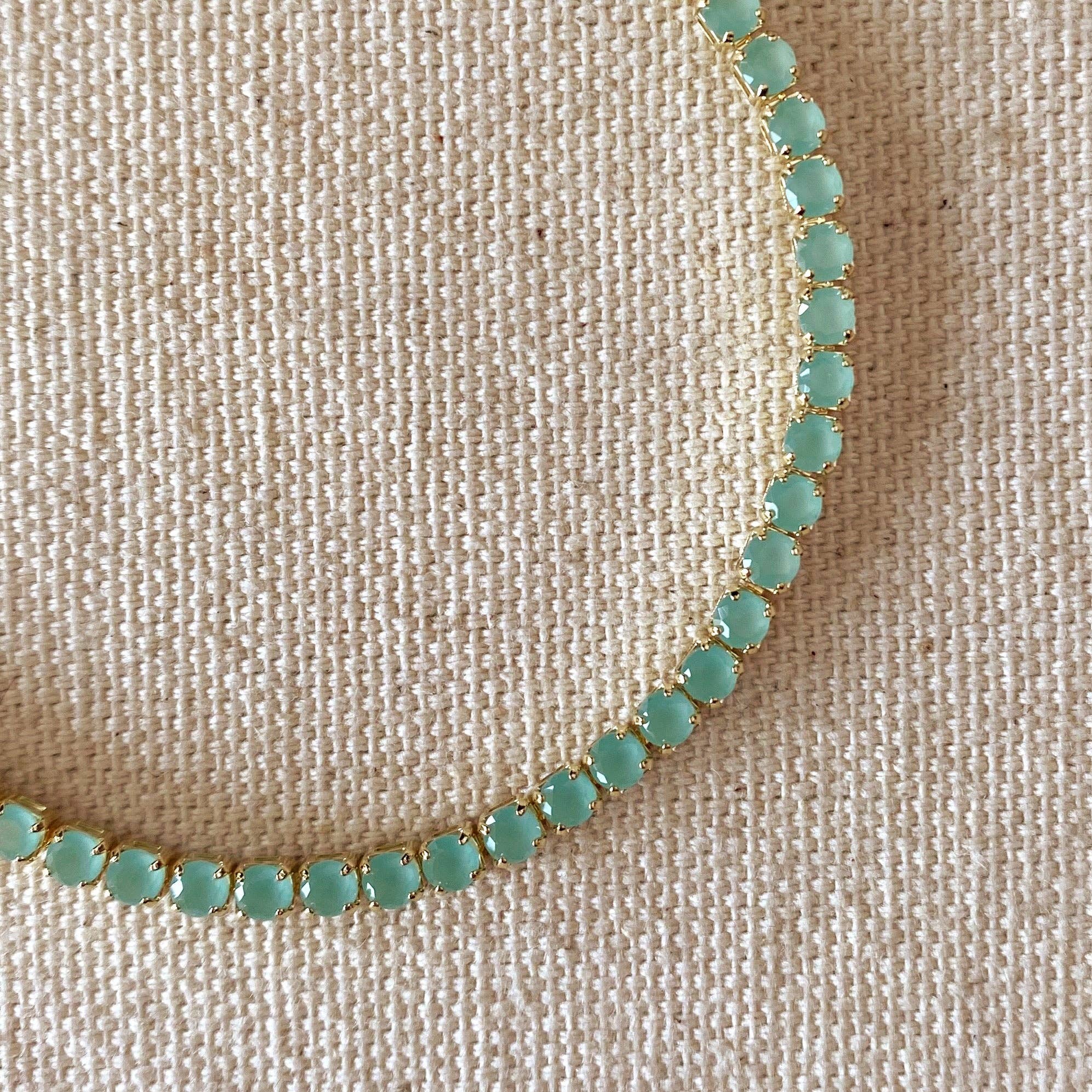 Cubic Zirconia Mint Bracelet | 18k Gold Filled 3mm