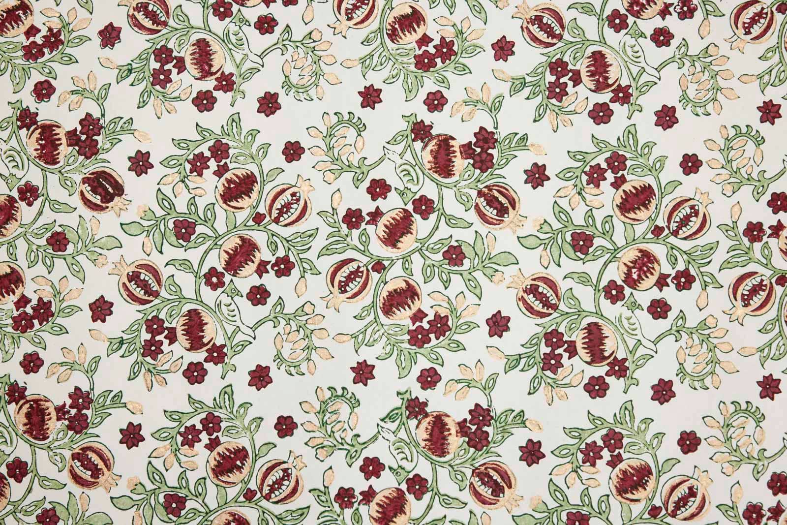 Block Printed Wrapping Paper Sheets - BP Pomegranate Cherry