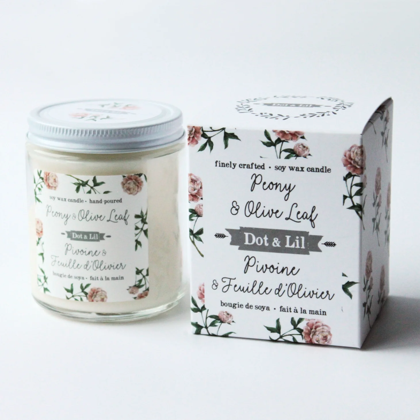 Peony & Olive Leaf Candle