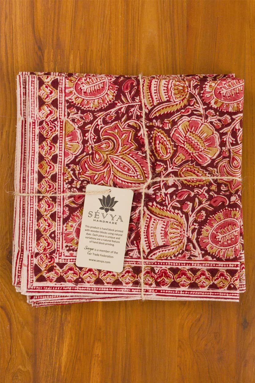 Terracotta Kalamkari Napkin | Set of 4