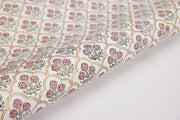 Block Printed Wrapping Paper Sheets - Trellis Pink Earth