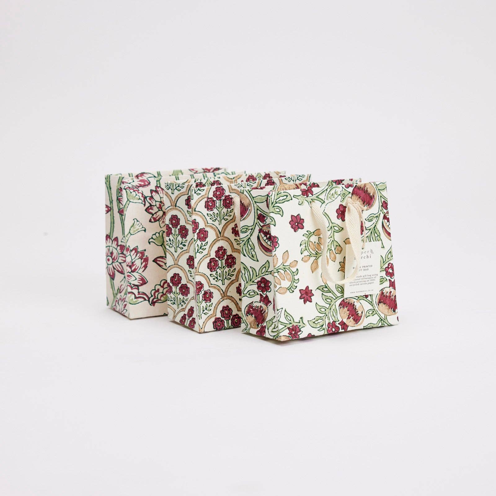 Hand Block Printed Gift Bags (Small) - Cherry