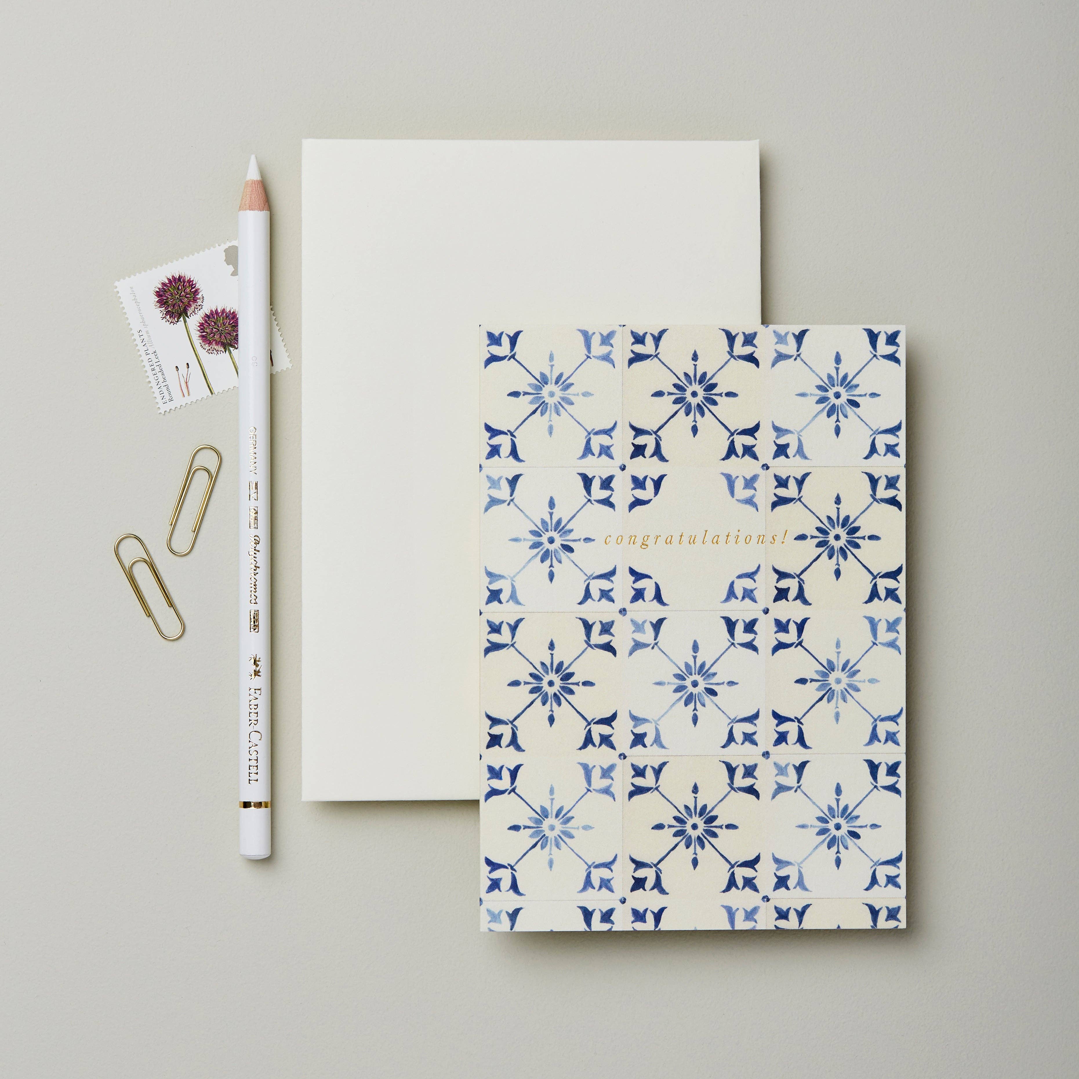 Ecru Tile 'Congratulations!' Card