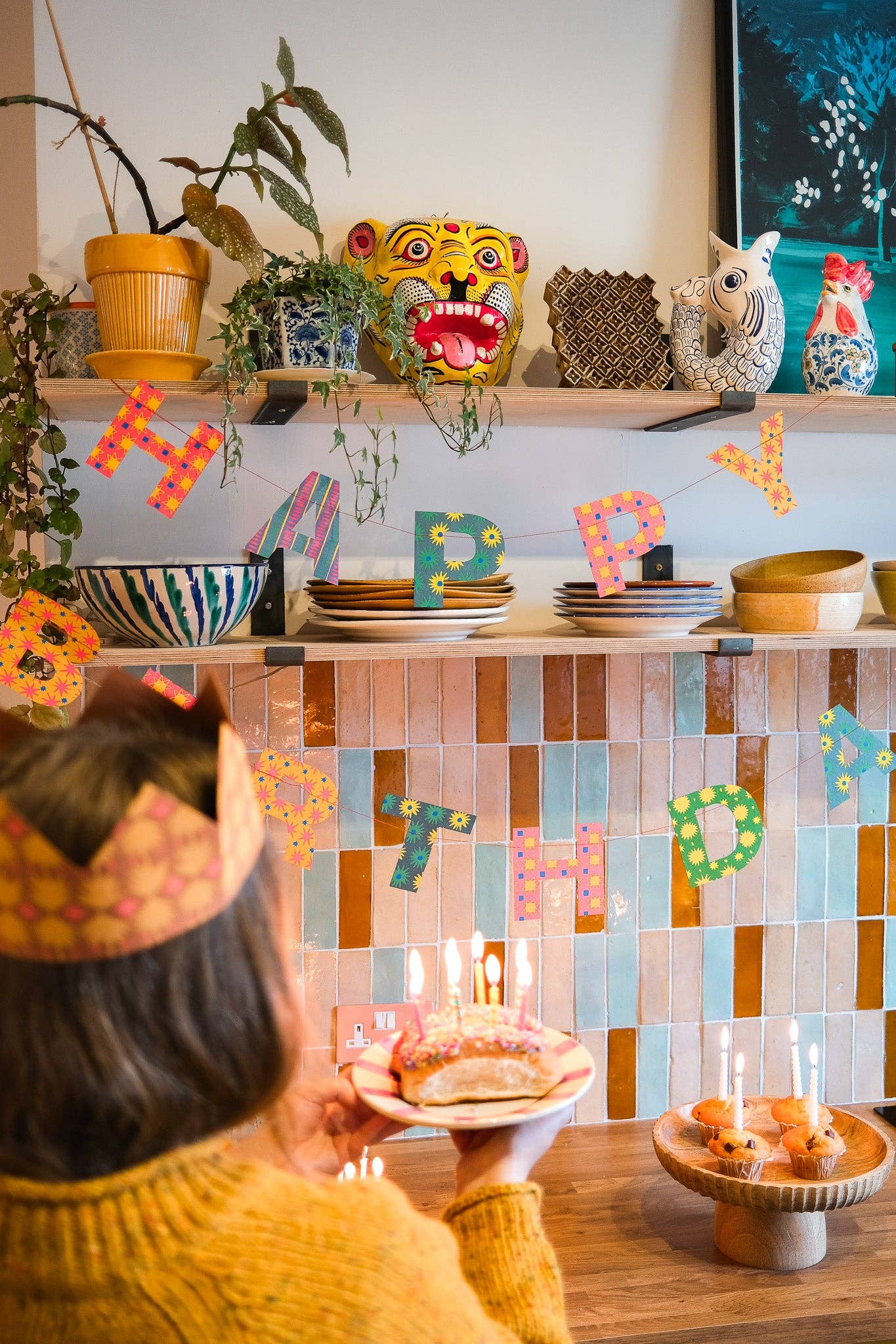 Bright Happy Birthday Sewn Garland