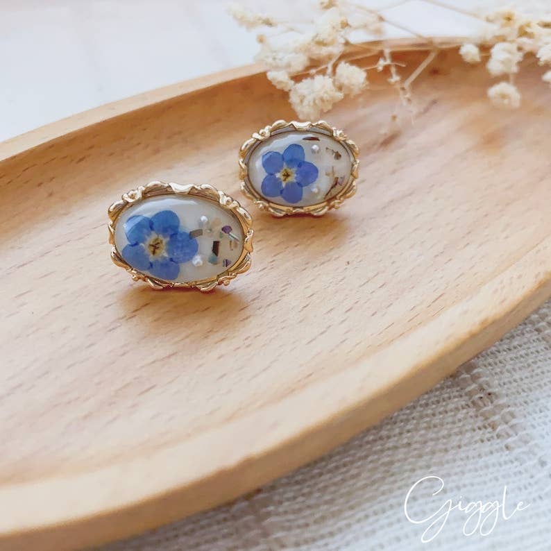 Forget me not earrings | clip ons