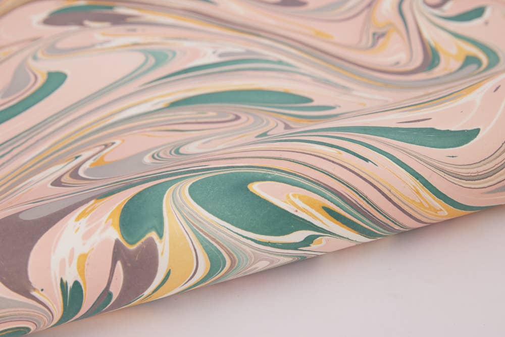 Hand Marbled Wrapping Paper Sheets - Rose Quartz