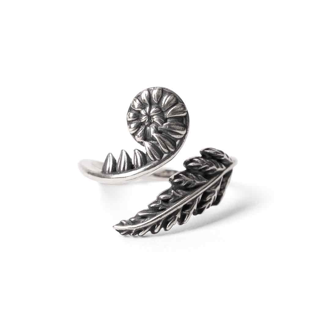 Sterling Silver or Bronze Adjustable Fern Ring