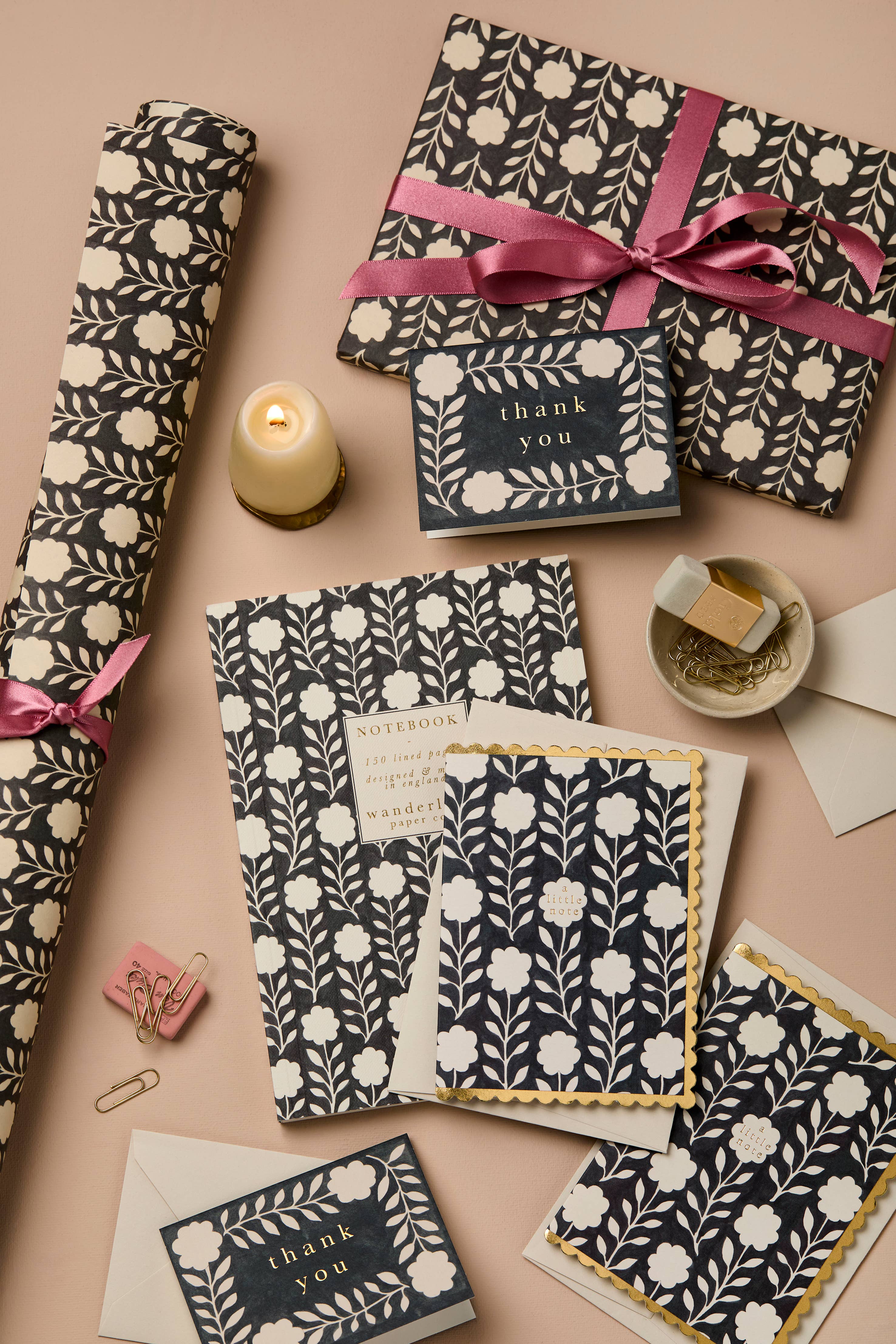 Ink Flora Patterned Wrapping Paper