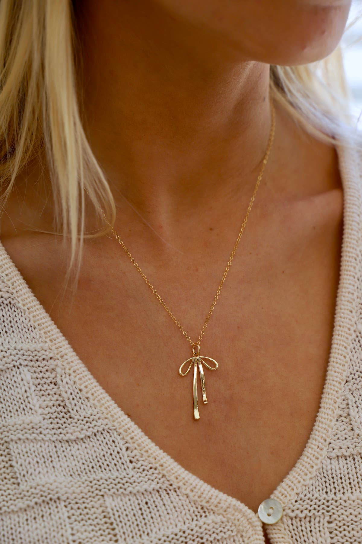 Gold Ribbon Charm