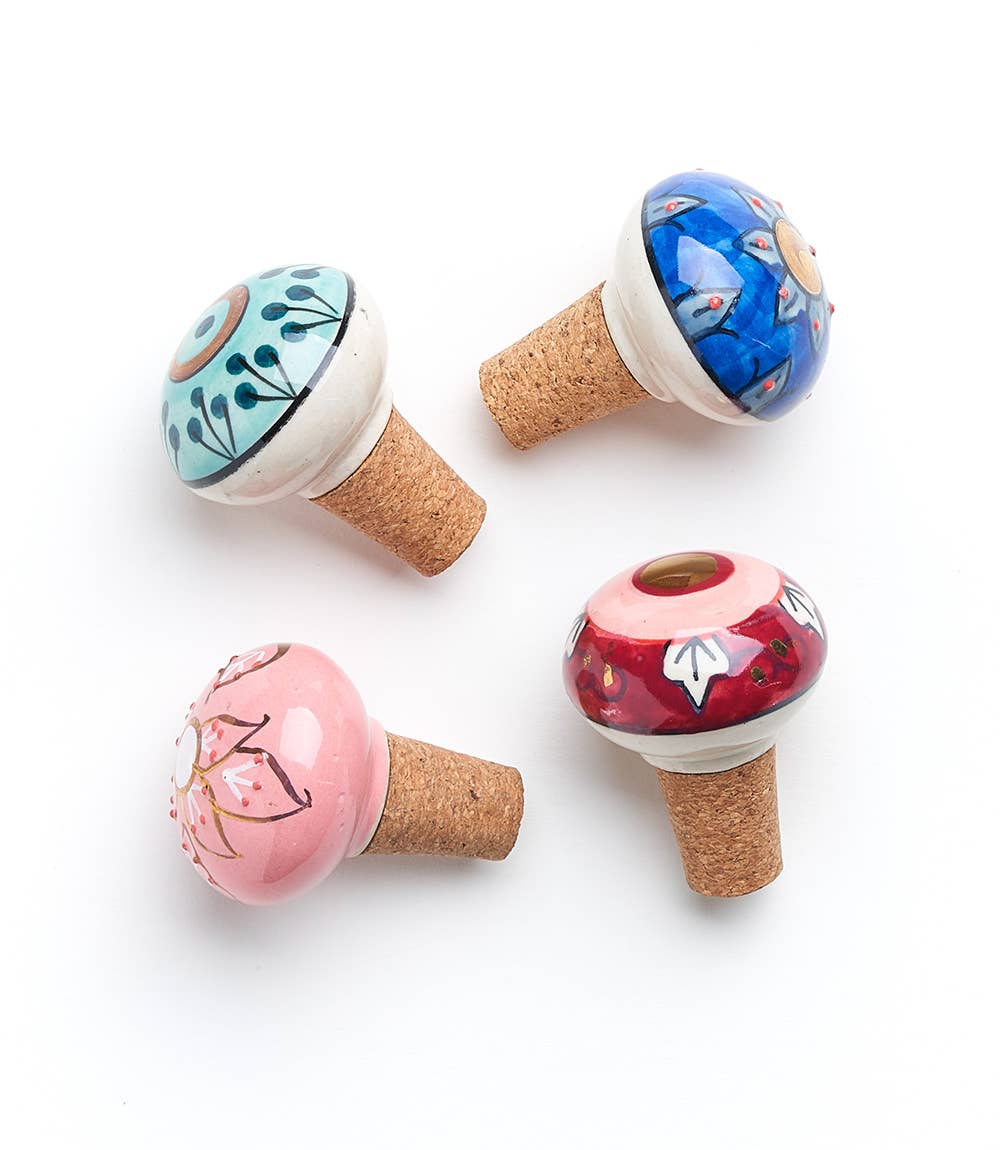 Jalini Wine Stopper Cork - Hand Painted Ceramic