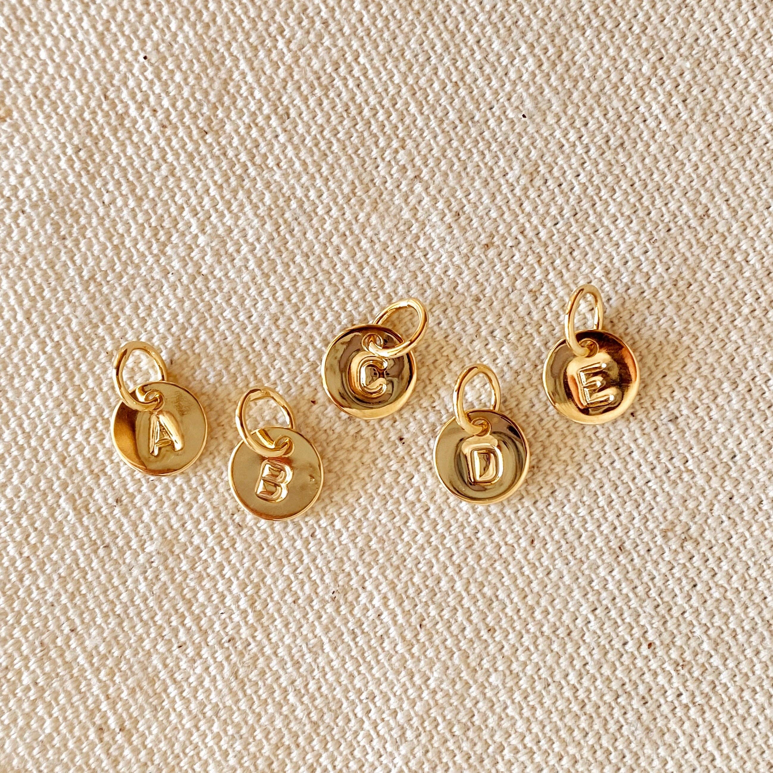 Stamped Initial Letter Charm | 18k Gold Filled