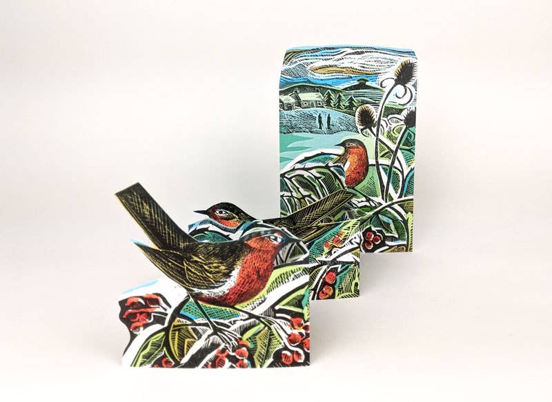 Robins and Teasels Die-cut Card