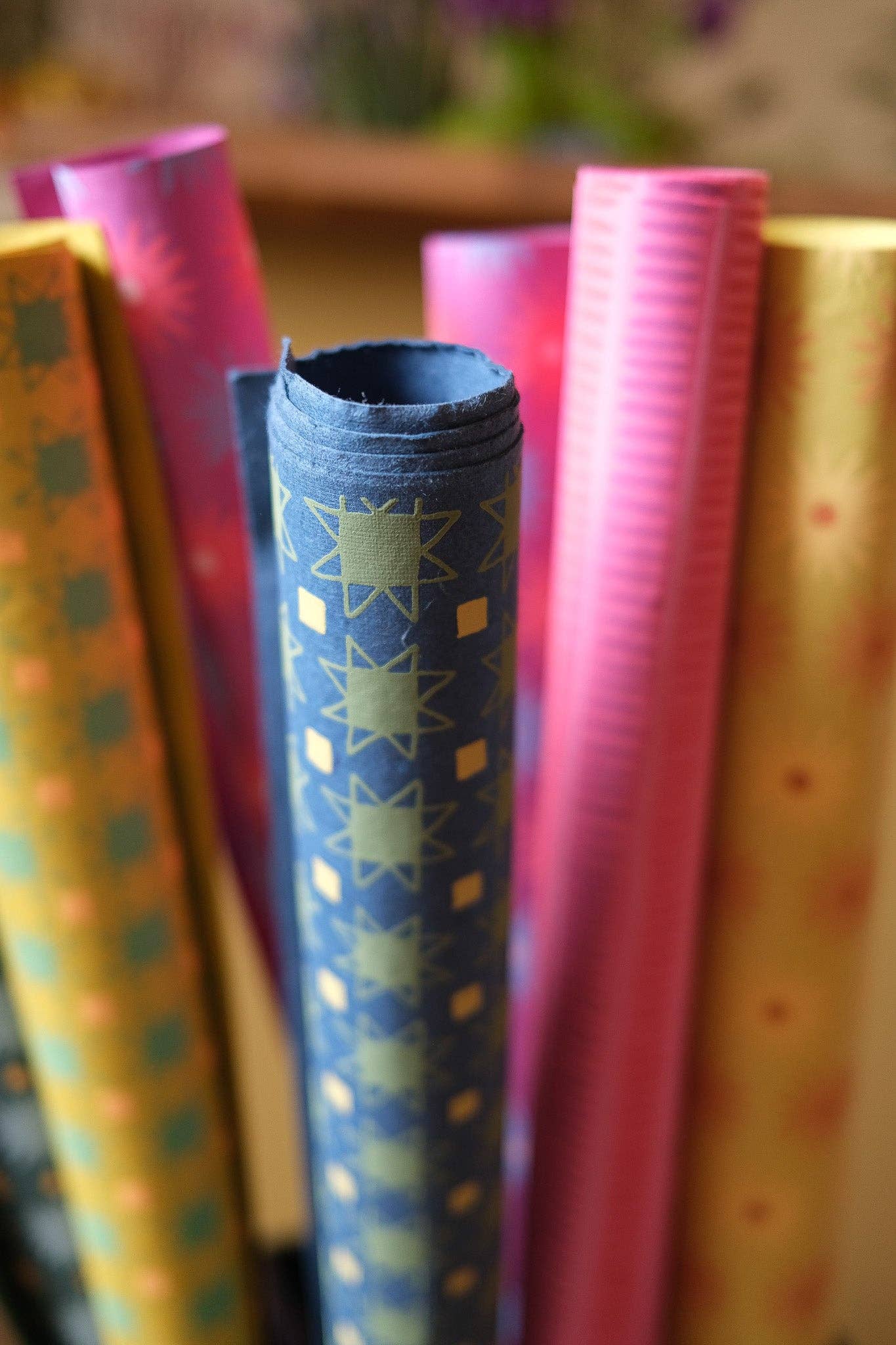 Blue Abstract Stars Wrapping Paper