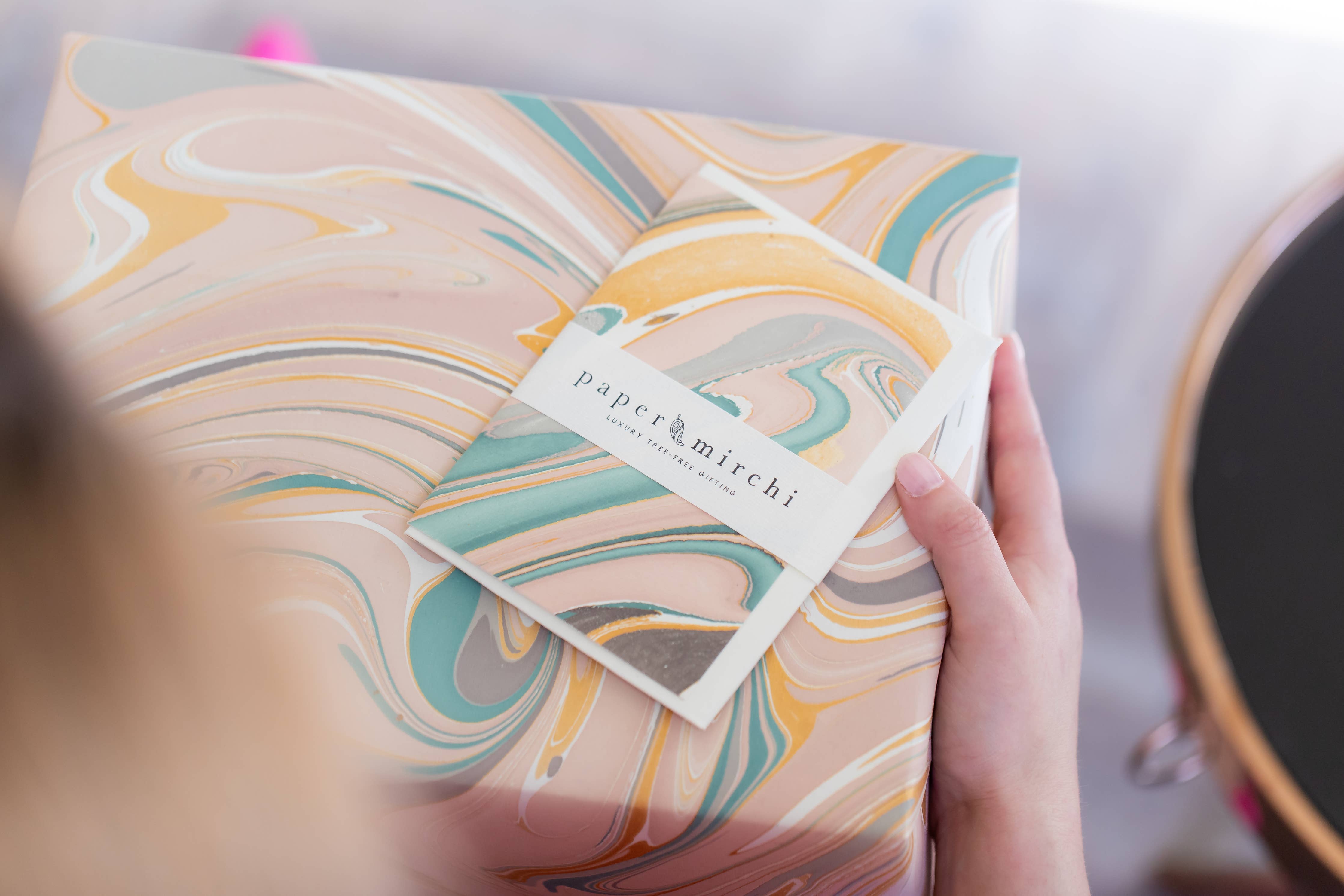 Hand Marbled Wrapping Paper Sheets - Rose Quartz