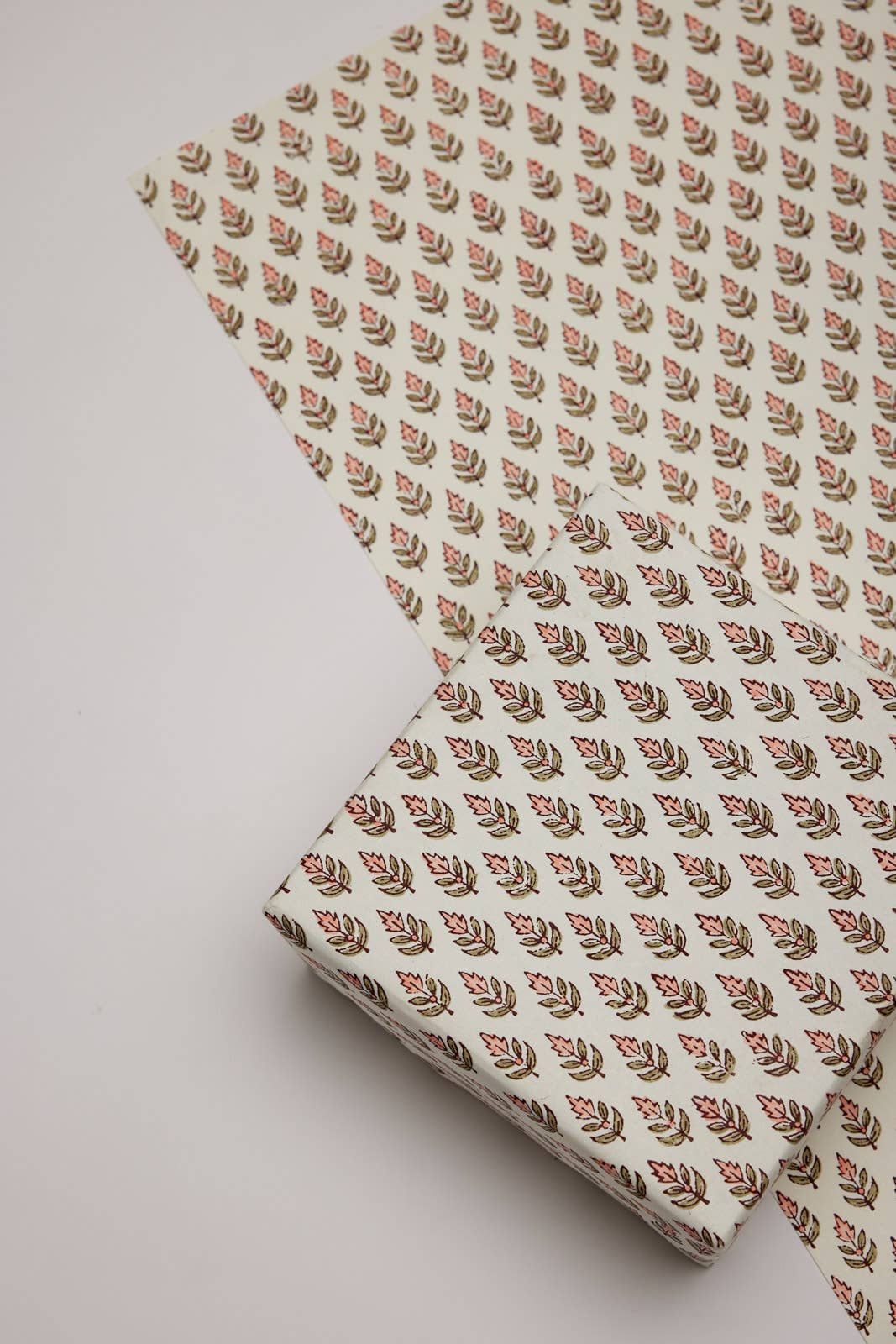 Block Printed Wrapping Paper Sheets - Buti Coral