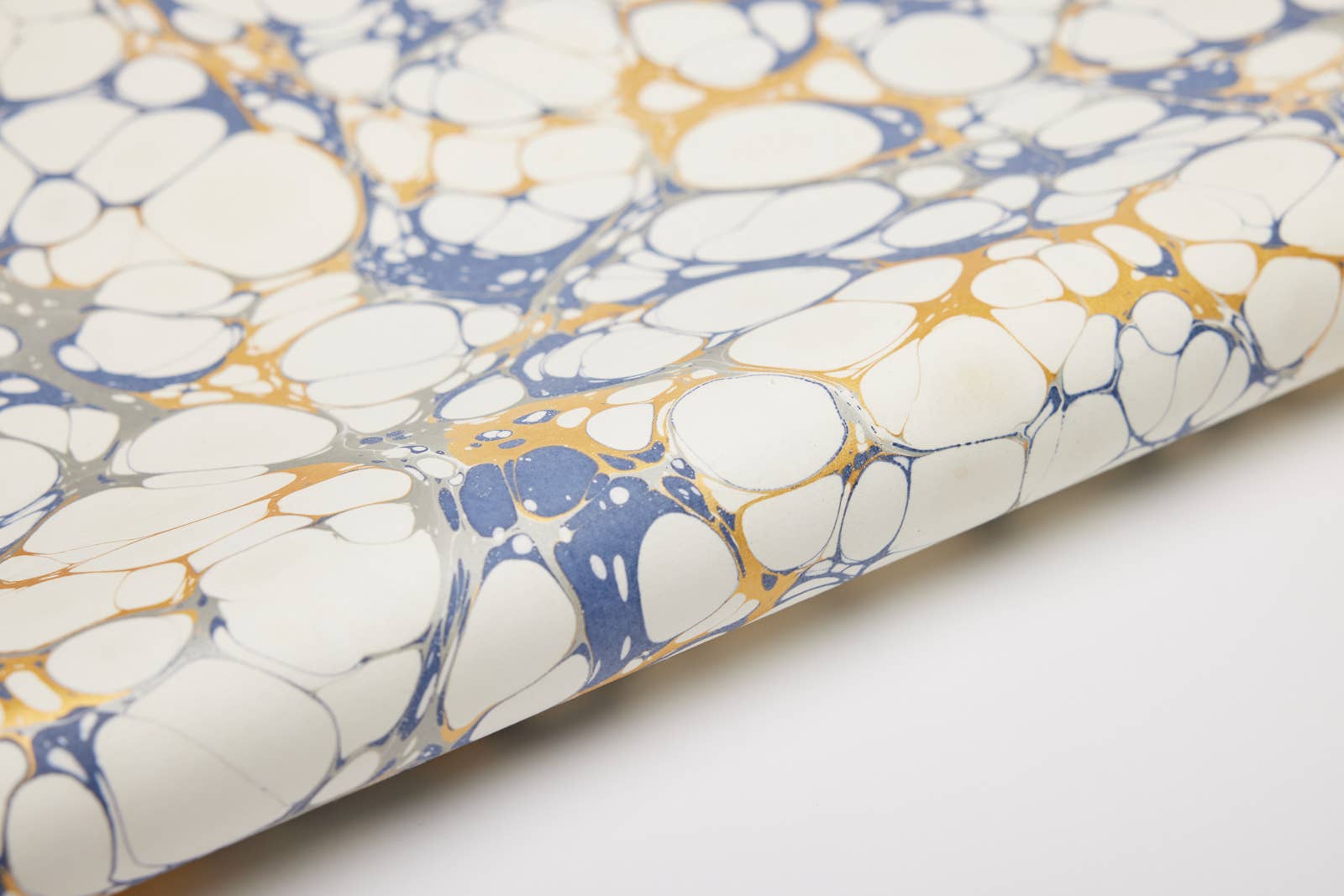 Hand Marbled Wrapping Paper Sheets |  Bubbles Blue