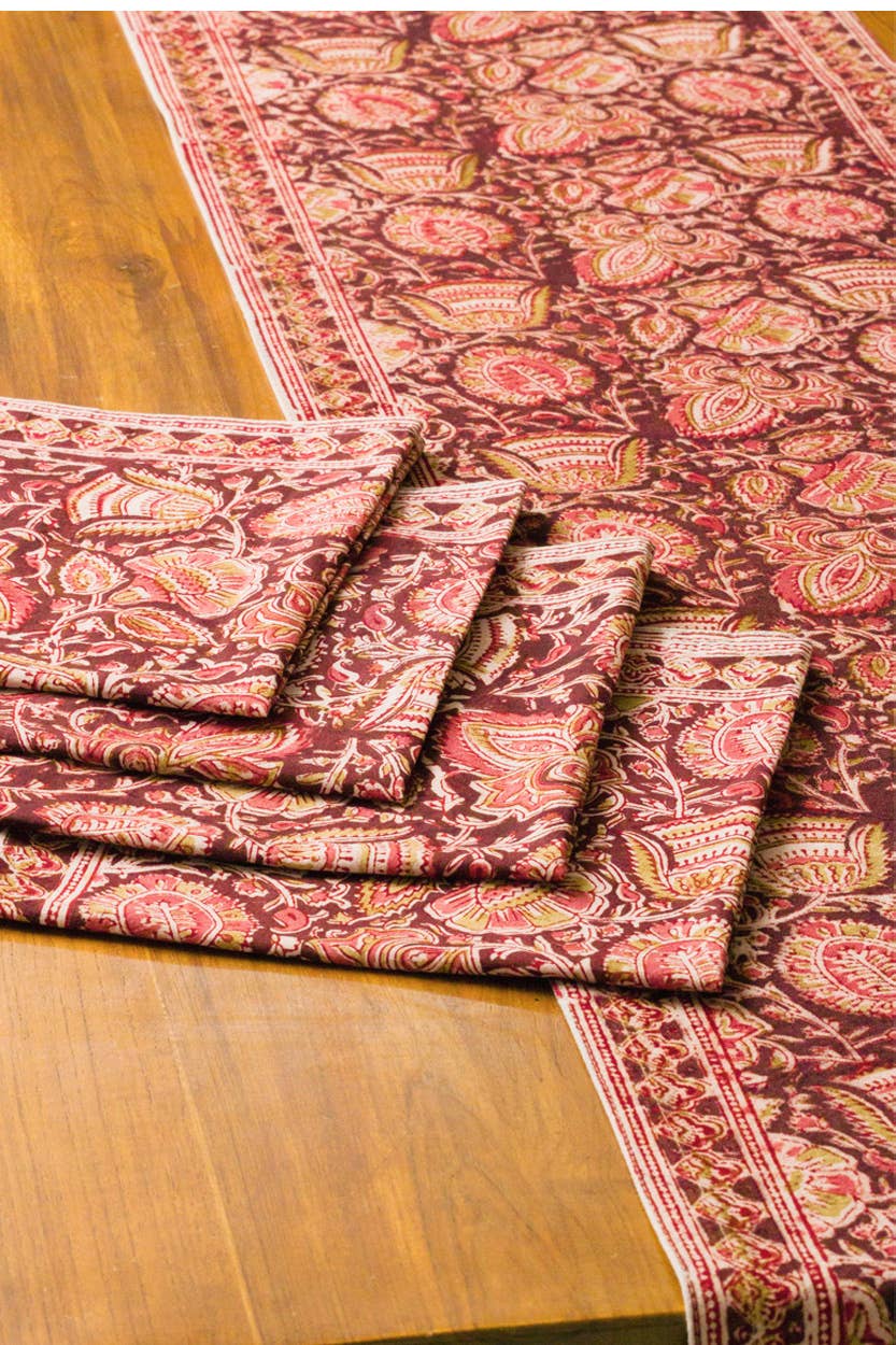 Terracotta Kalamkari Table Runner