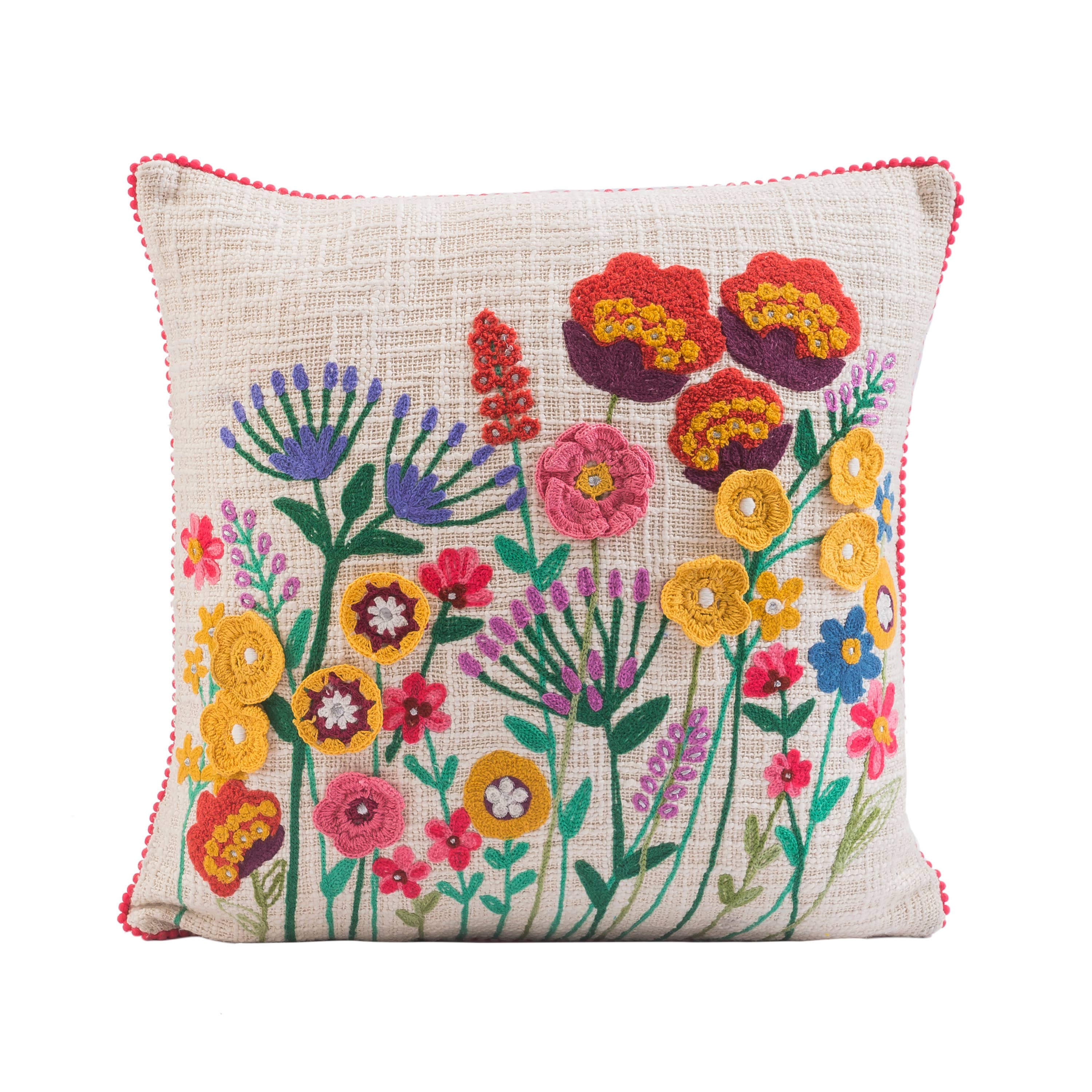 Spring Wild Flowers Pillow 18X18"