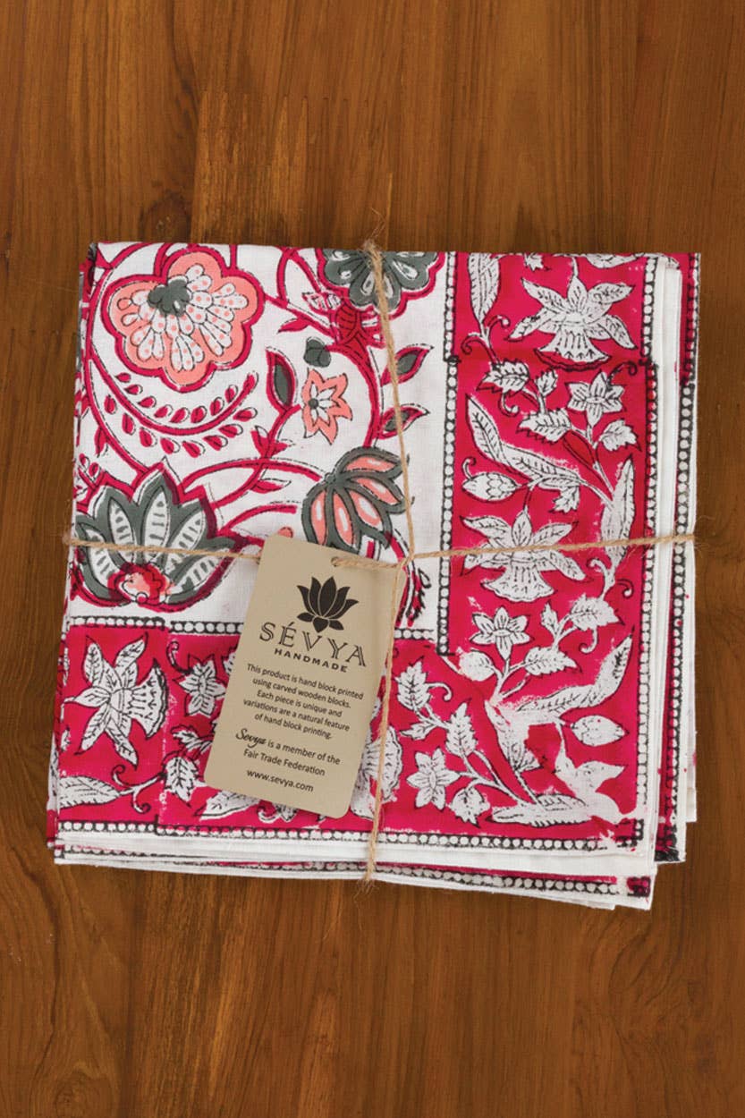 Red Floral Napkin Set