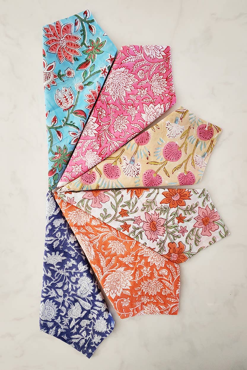 Floral Block Print Napkins | Set of 6
