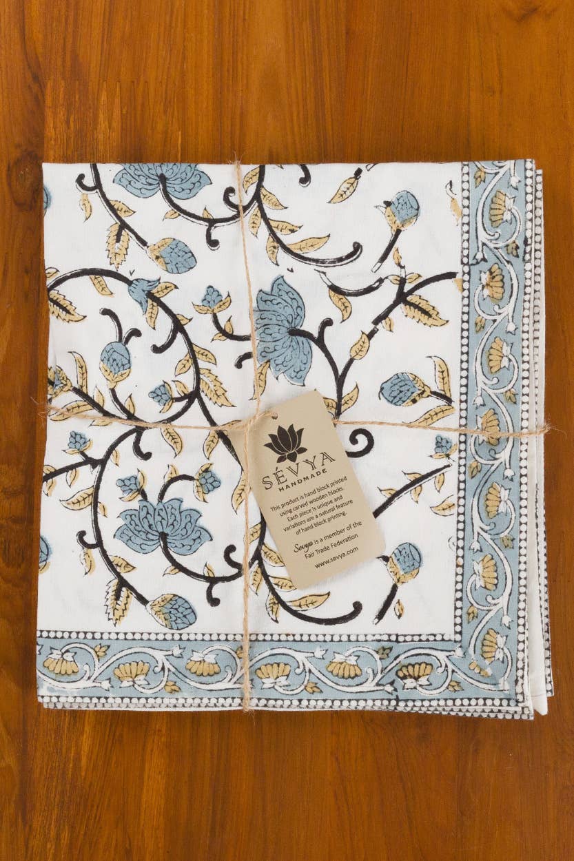 Silver Floral Napkin | Set of 4