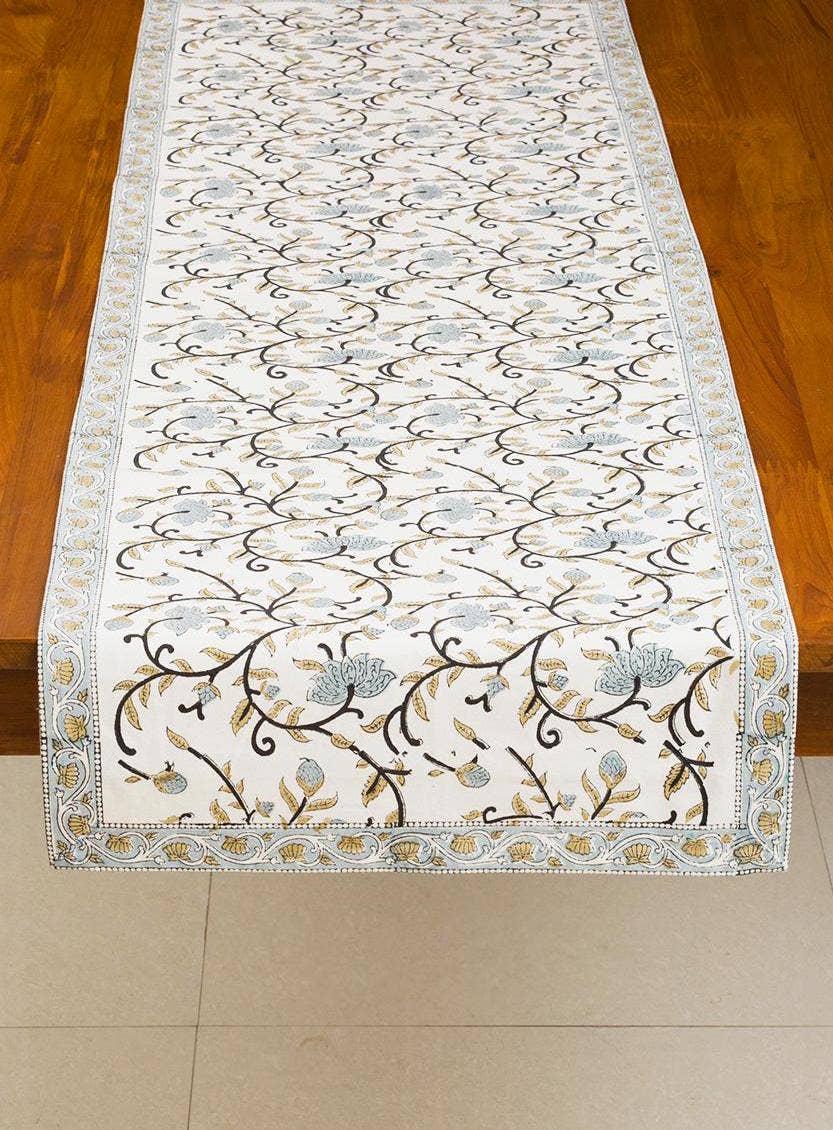 Silver Floral Table Runner