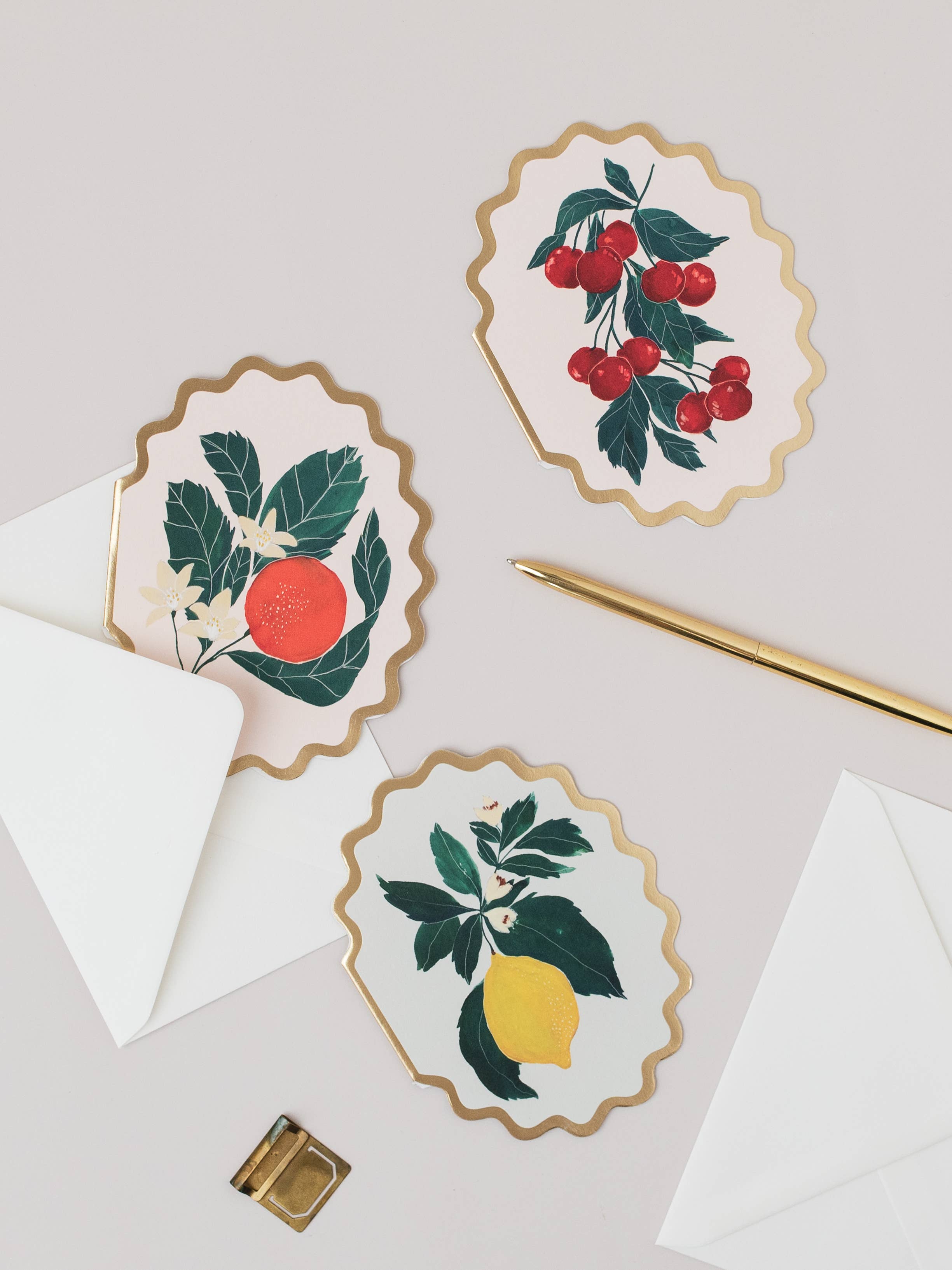 Cherry Botanical Die Cut Card