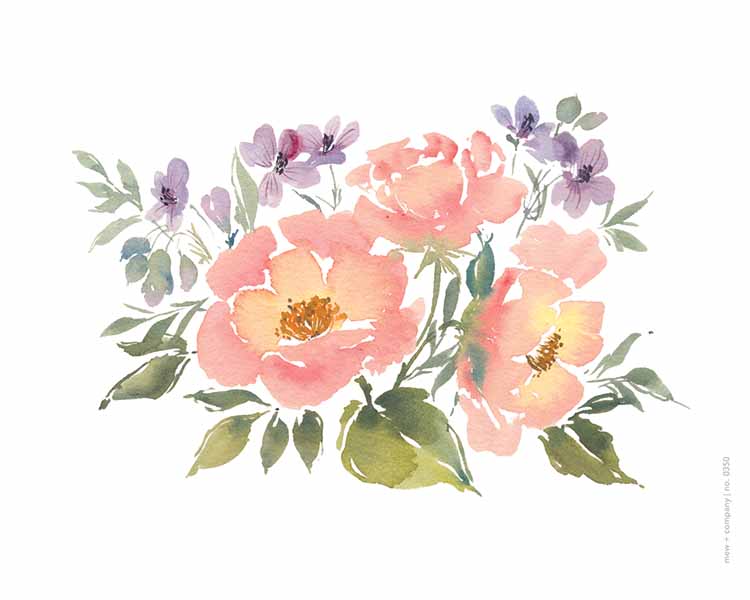 Art Print - Violets & Roses No. 0350