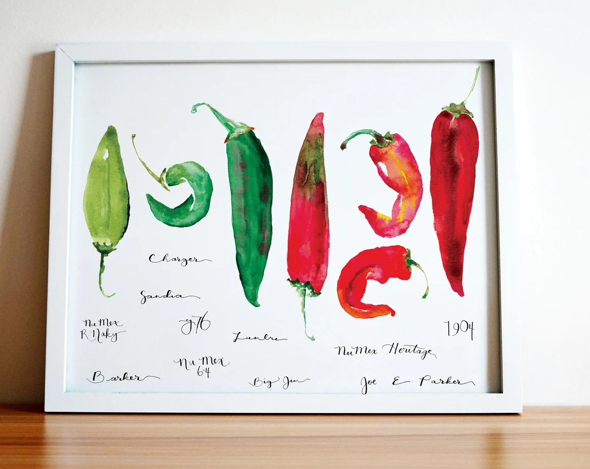 Chile Varieties Print 11x14"