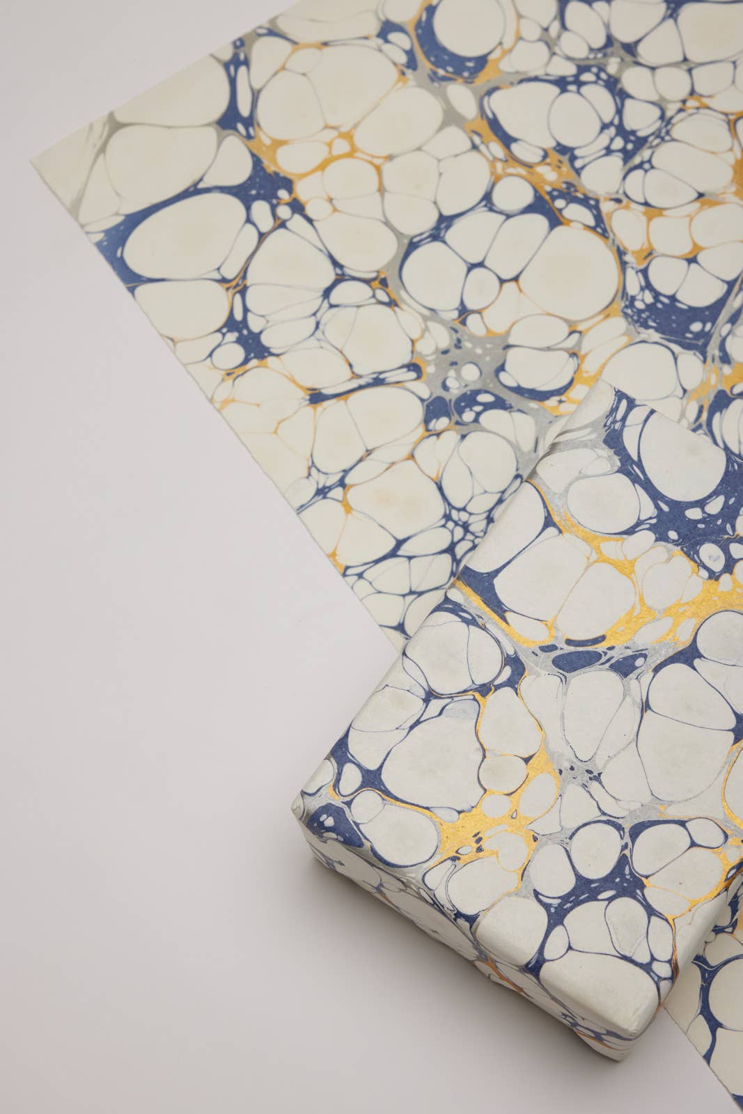 Hand Marbled Wrapping Paper Sheets |  Bubbles Blue