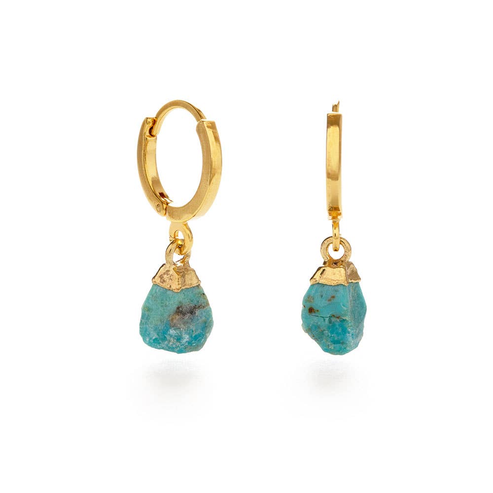 Rough Cut Gemstone Huggie Earrings