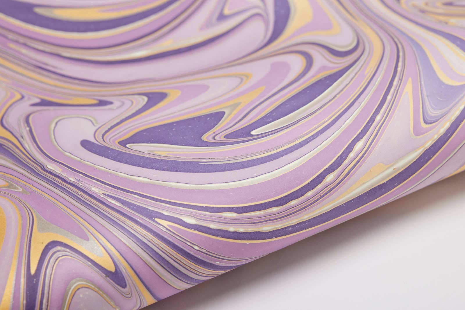 Hand Marbled Wrapping Paper Sheets | Waves Imperial Purple