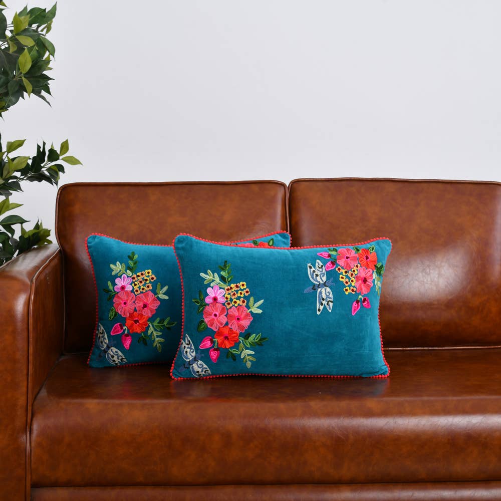 Dragonfly Petro Blue Pillow 12X18"