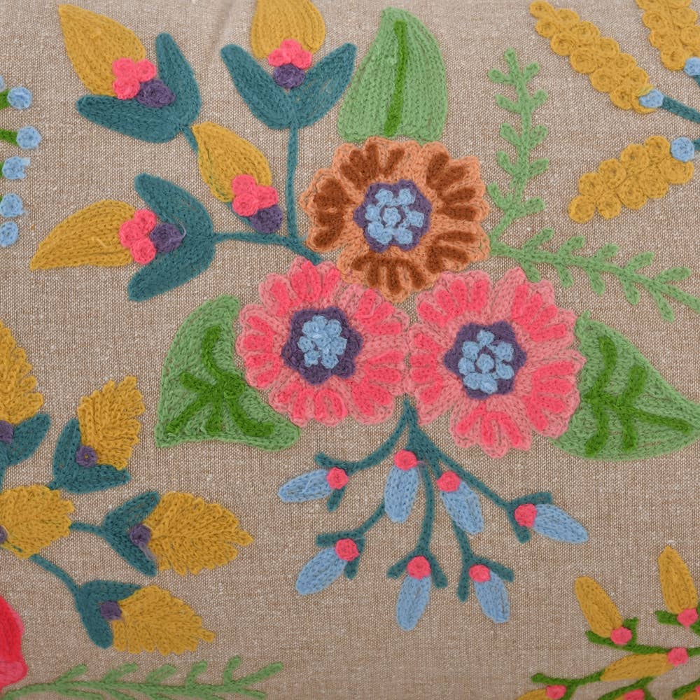 Spring Floral Chambray  Pillow14x28”
