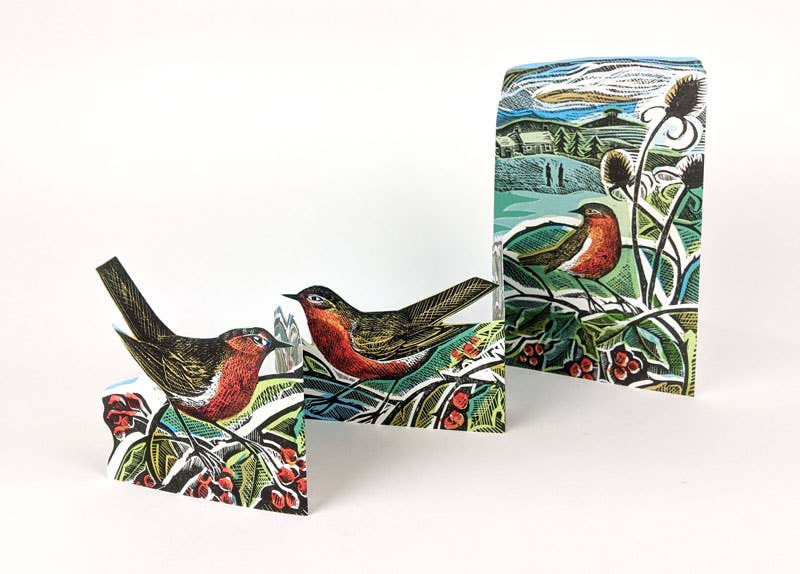 Robins and Teasels Die-cut Card