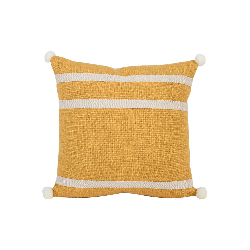 Stripe Mustard Tassel Pillow 18X18"