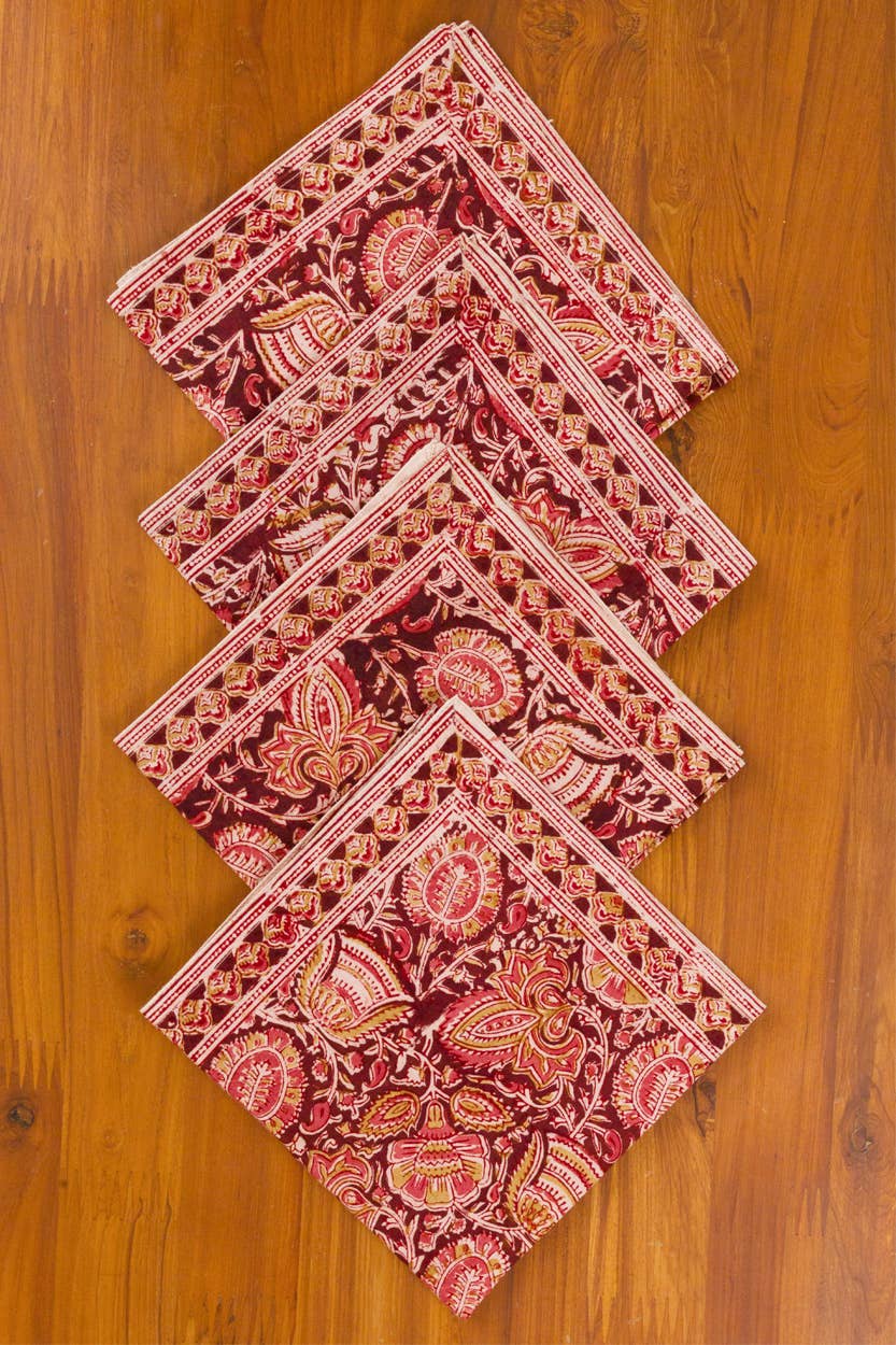 Terracotta Kalamkari Napkin | Set of 4