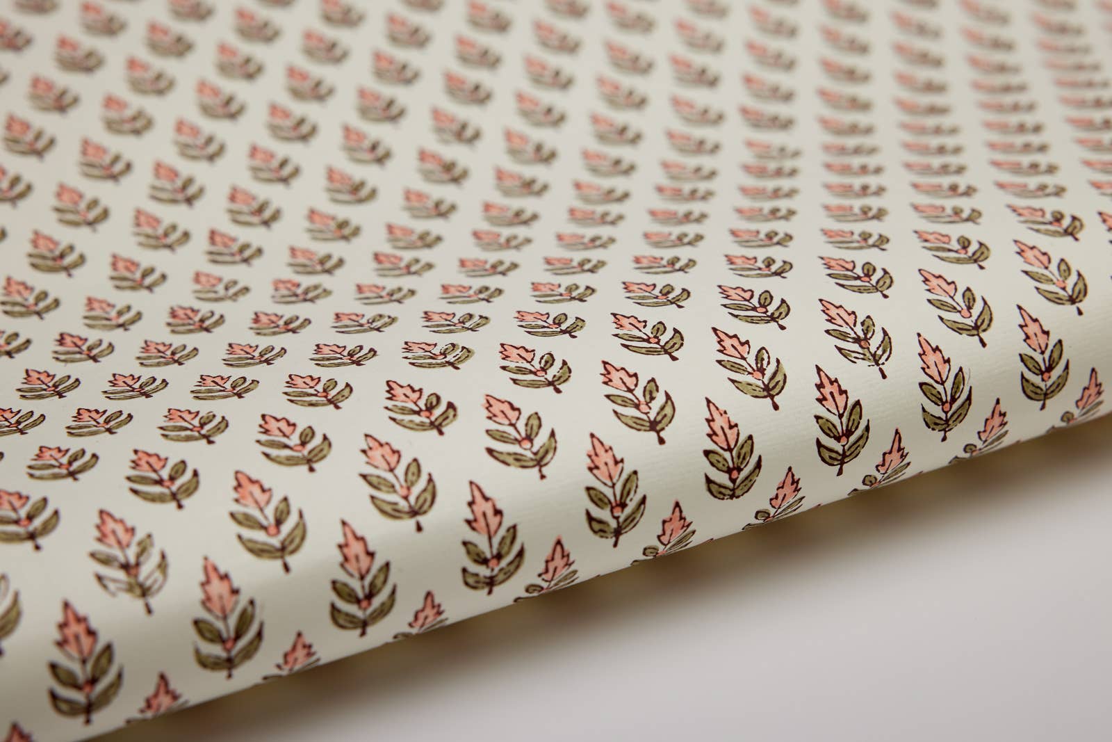 Block Printed Wrapping Paper Sheets - Buti Coral