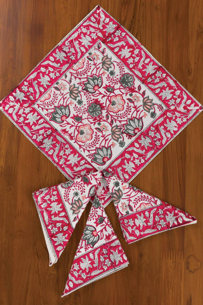 Red Floral Napkin Set