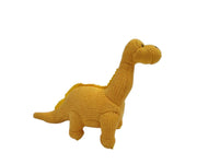 Knitted Diplodocus Dinosaur Baby Rattle | Yellow