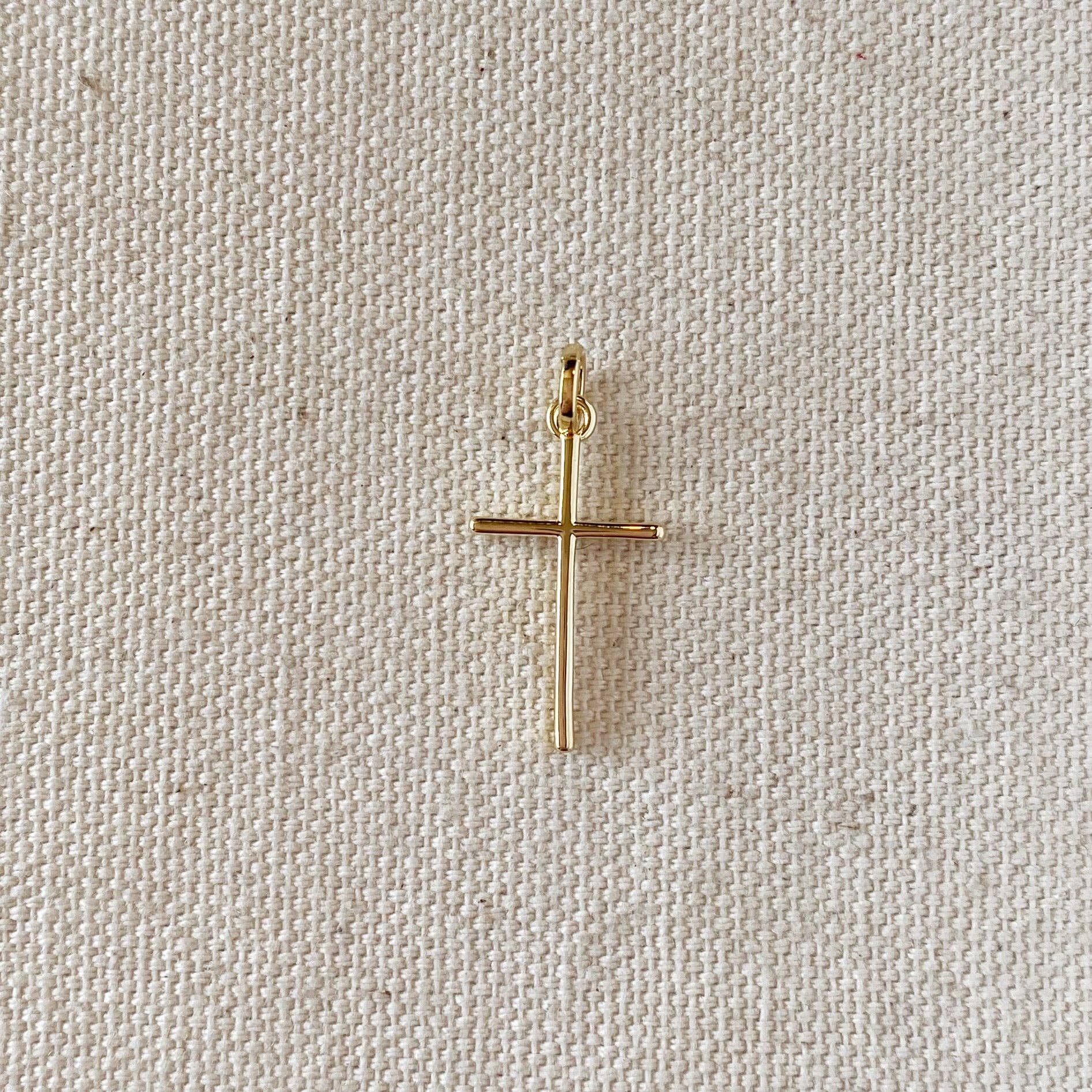 Thin Plain Cross Pendant | 18k Gold Filled