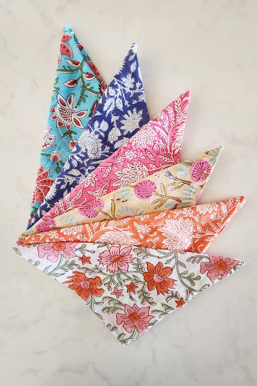 Floral Block Print Napkins | Set of 6
