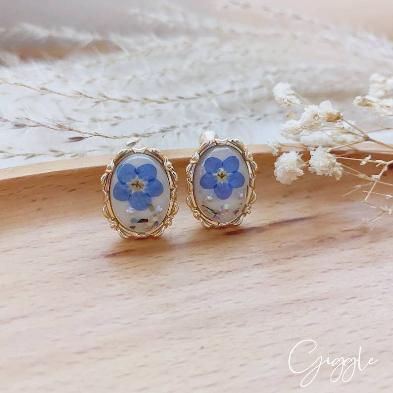 Forget me not earrings | clip ons
