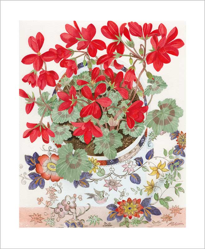 Pelargonium in a Floral Cup Card