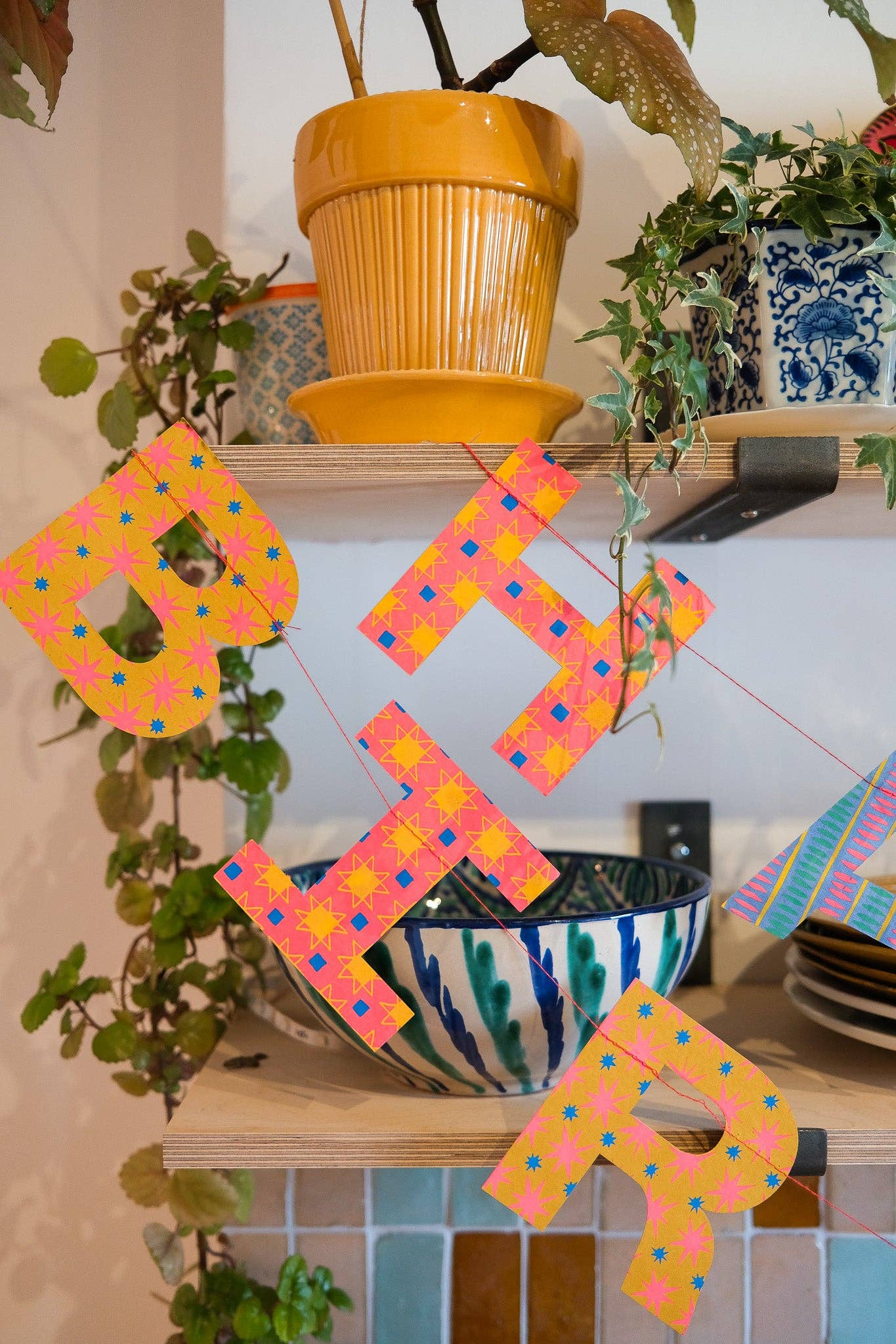 Bright Happy Birthday Sewn Garland