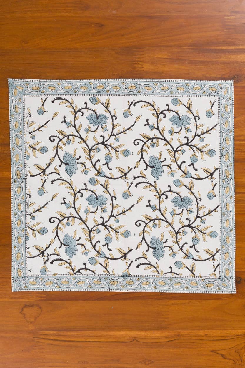 Silver Floral Napkin | Set of 4