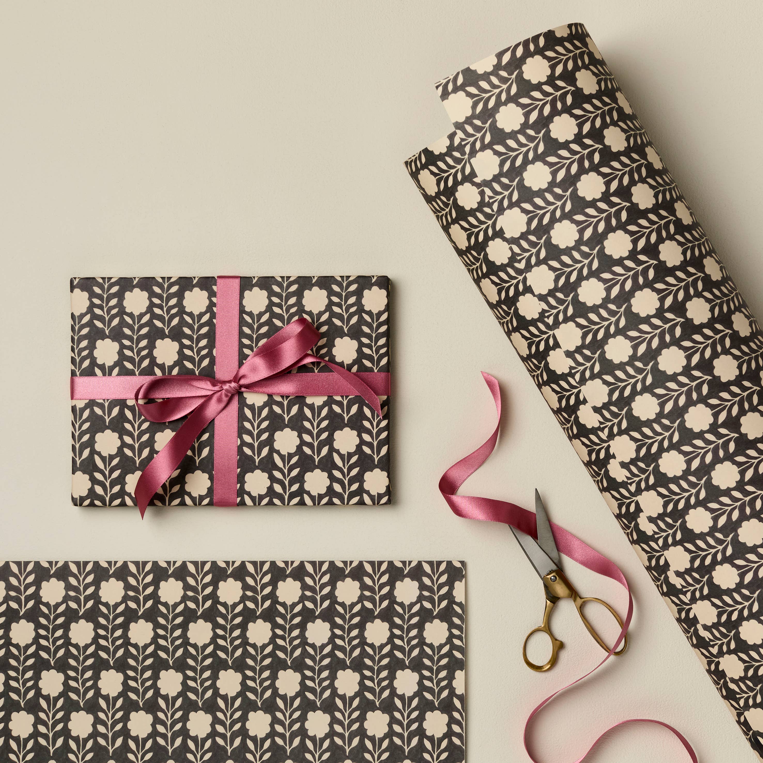 Ink Flora Patterned Wrapping Paper