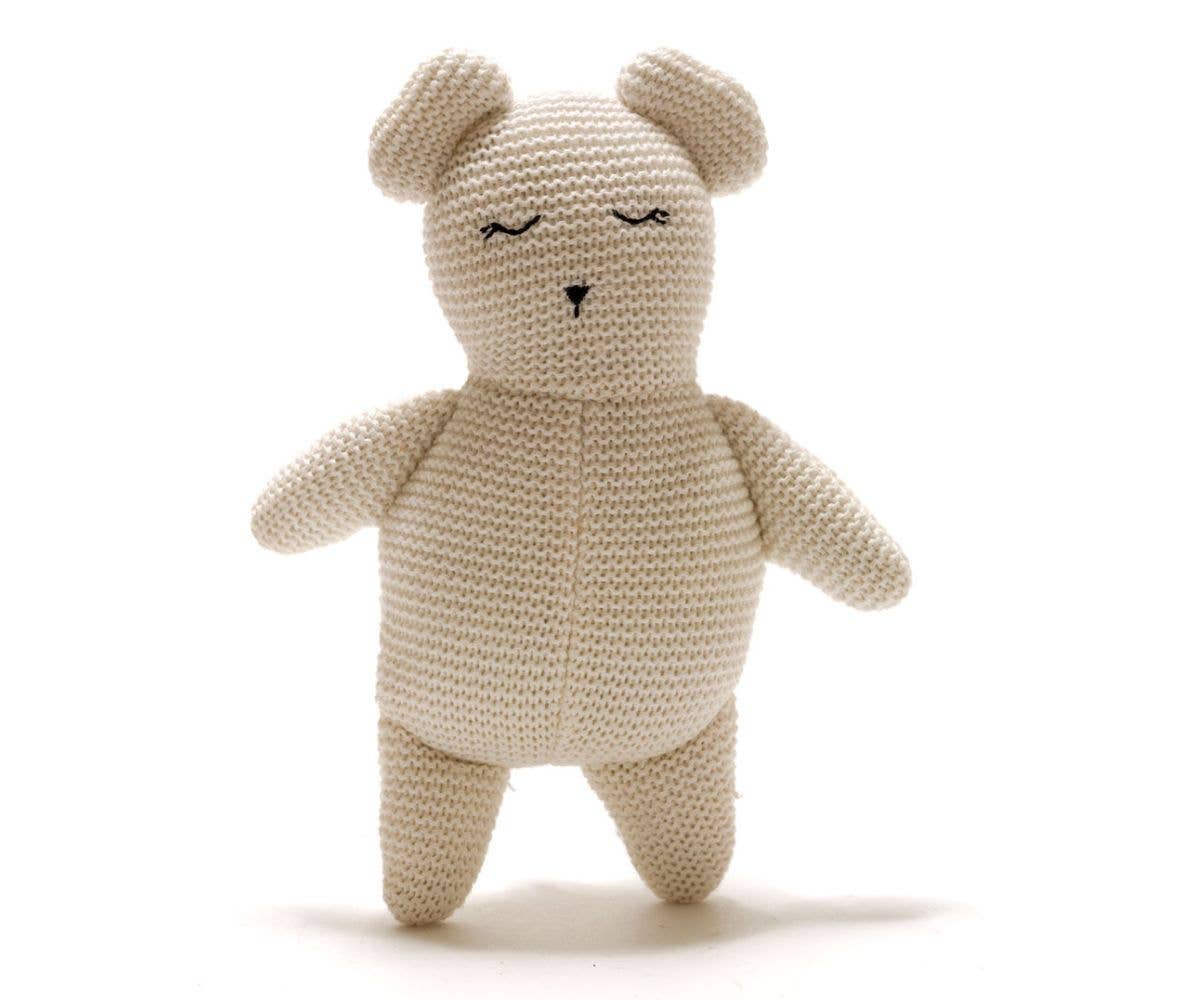 Organic Cotton Knitted Teddy Bear Toy | White